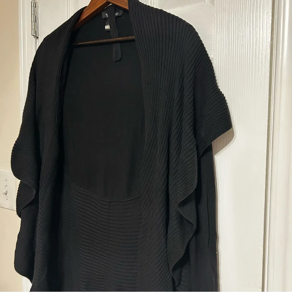 WHBM‎ Black Ruffle Open Front Cardigan Medium